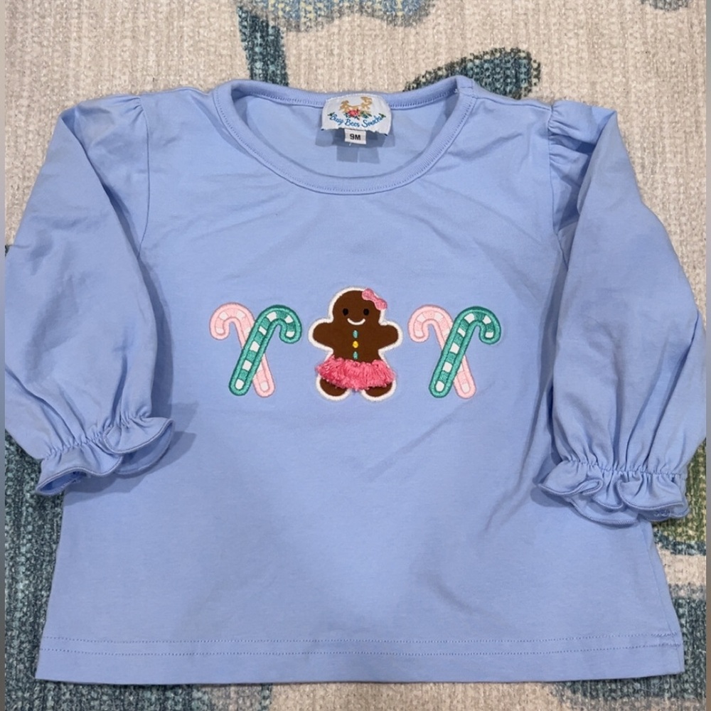 Busy bees smocks long sleeve tshirt-  Gingerbread Design 9Months